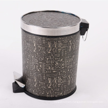 Round Retro Design High Quality Leather Trash Bin (A12-1901AH)